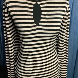 Striped Black and Cream Long Sleeve Top